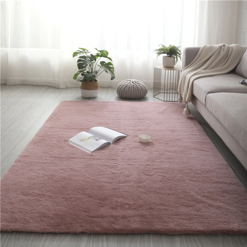 Super Soft Extra Thick Rectangular Rabbit Fur Area Rug