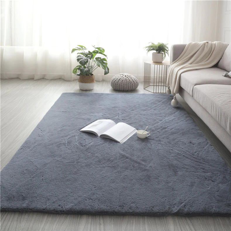 Super Soft Extra Thick Rectangular Rabbit Fur Area Rug